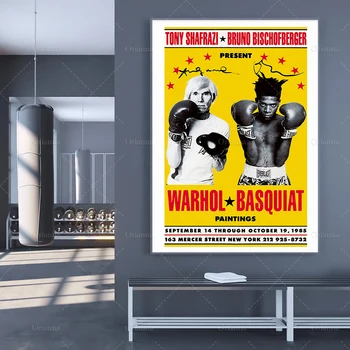 Paveikslai Warhol ir Basquiat Plakatas | Vintage Sienos Meno Parodos Plakato spauda Modernių Namų Dekoras Drobė Unikali Dovana